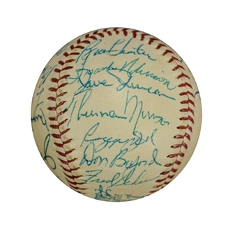 High Grade 1971 American League All-Star Team Multi-Signed Baseball With 27 Signatures Including Thurman Munson